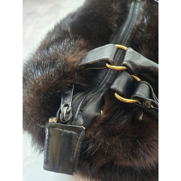 Vintage 1950s Dark Brown Fox Handbag - Picture 6 of 12